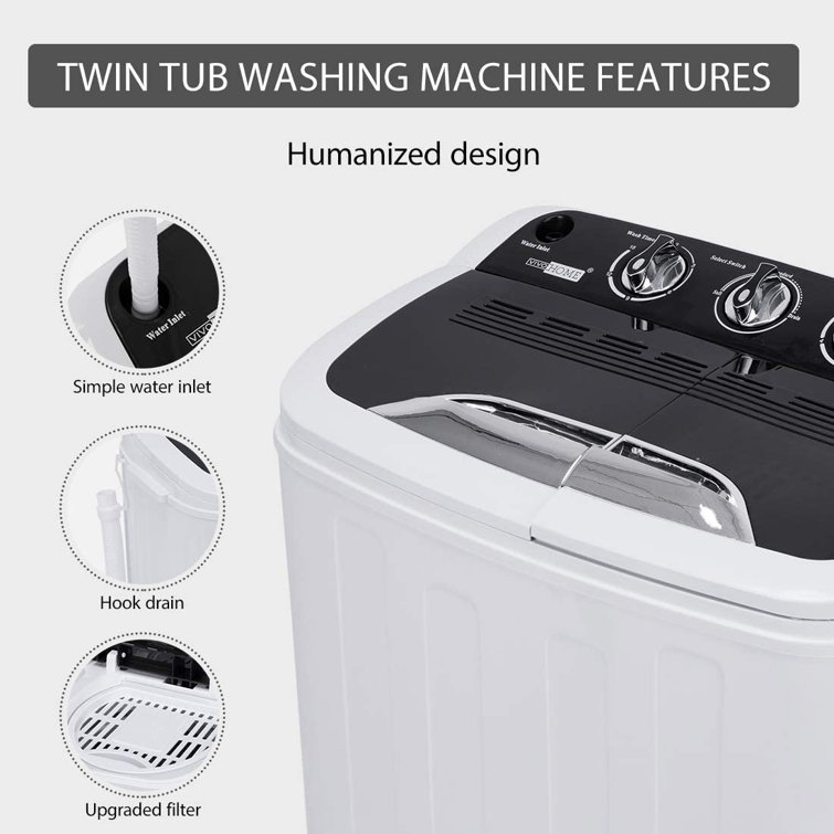 vivohome Electric Portable Twin Tub Mini Laundry Washer and Spin Dryer